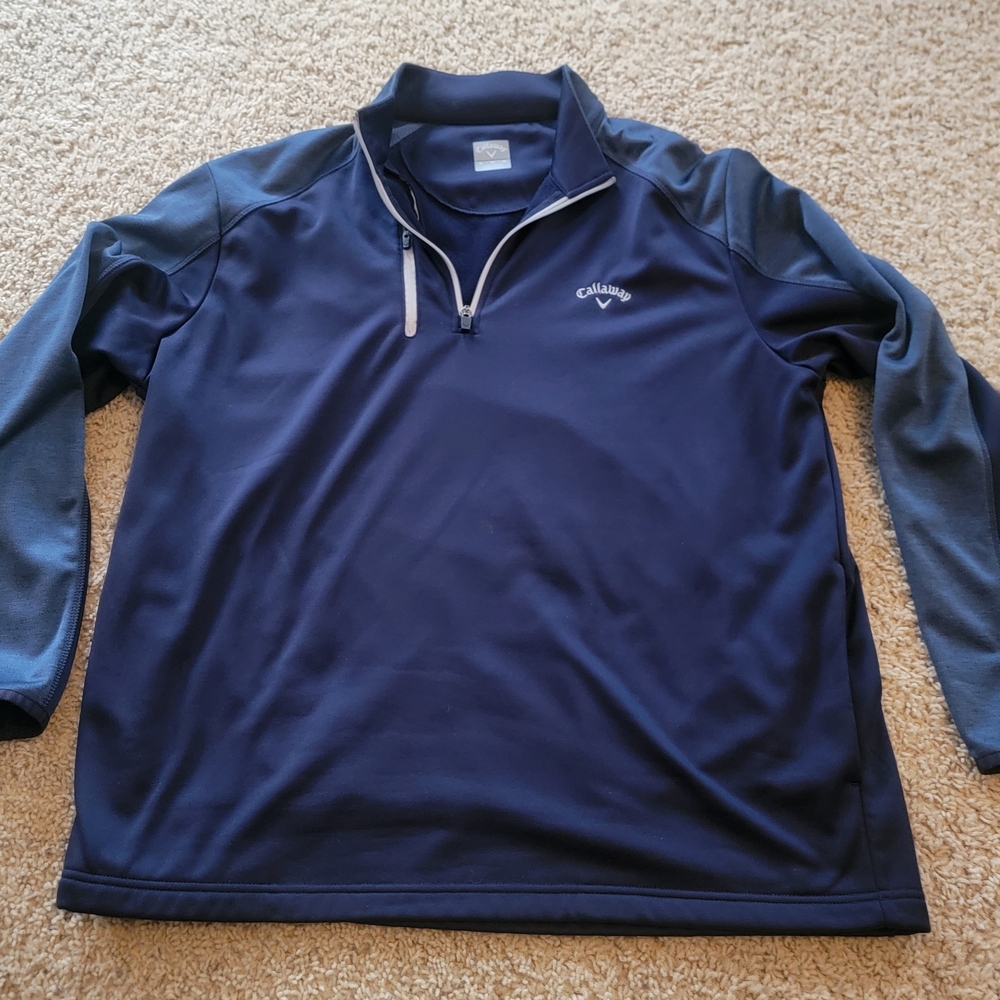 Men's XL Callaway Navy Blue Quarter-Zip Pullover Golf Long Sleeved Sleeves